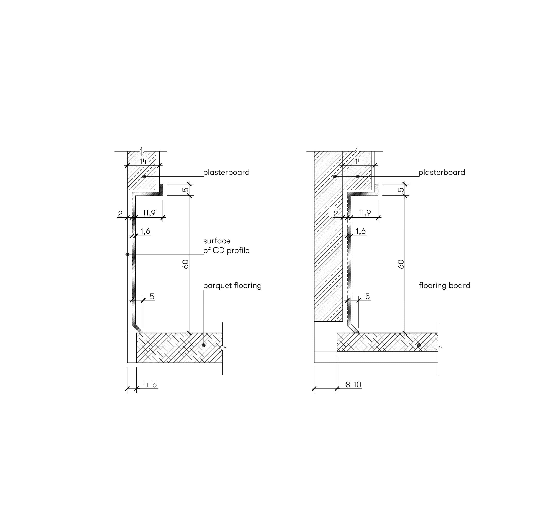 Aluminium shadow recessed skirting board (plinth). P-1-60 – ASP Profiles